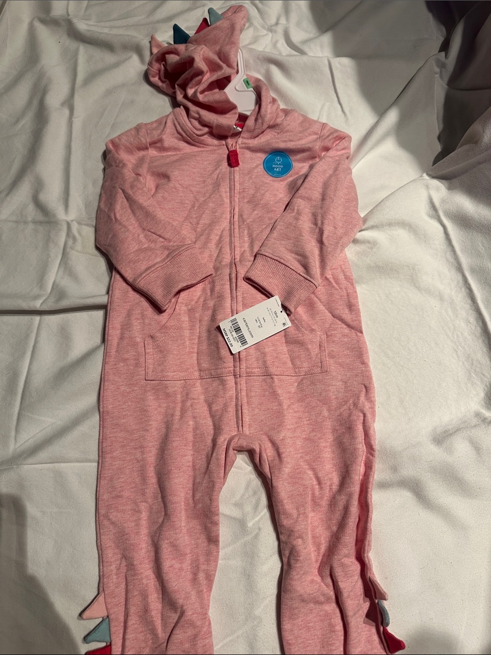 Carter's Pink Hooded Dinosaur One-Piece Footie